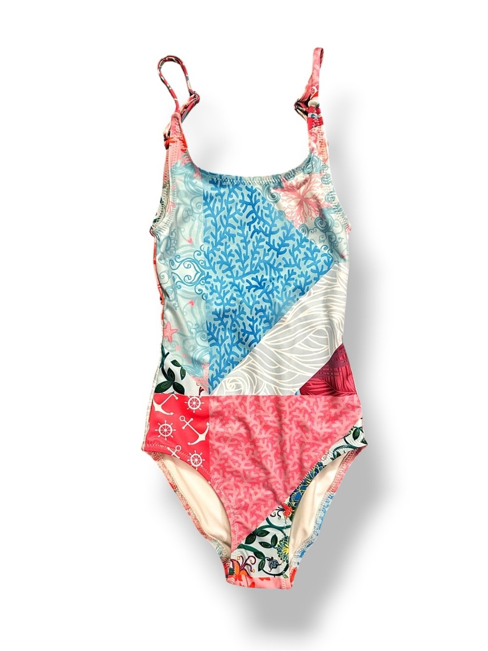 Stella Cove | Coral Patchwork Fully-Lined One Piece Swimsuit (2T)